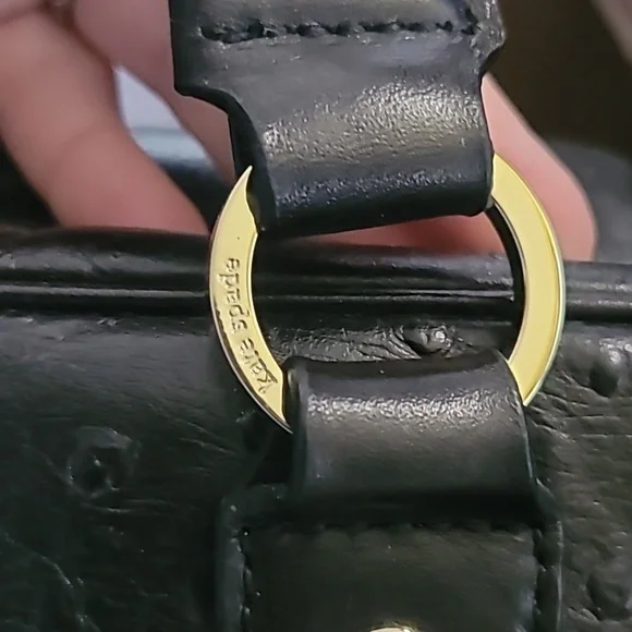 Kate Spade Dark Black Ostrich Embossed Bowler Style Bag - Picture 7 of 9